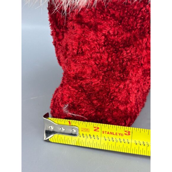 Cowbunnies Red Plush Bunny Handbag With Faux Fur Trim & Polka Dot Handle - Picture 9 of 10